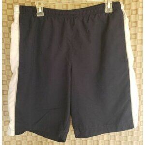 Nike Mens Swim Trunks M Black White Stripe Mesh Lining Athletic Swimwear